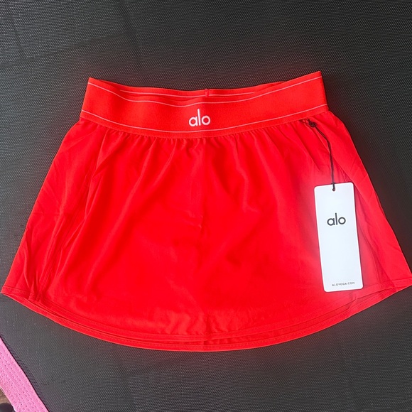 ALO small Yoga red match point tennis skirt